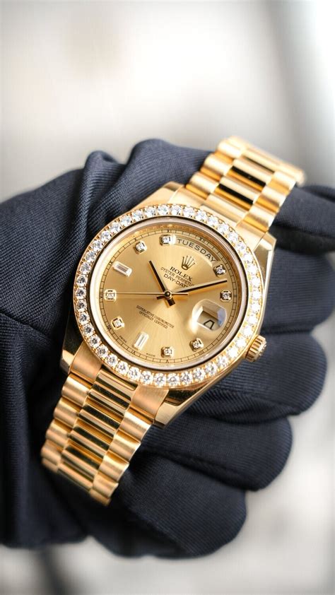 rolex daydate ii diamond bezel|Rolex watch diamond bezel prices.